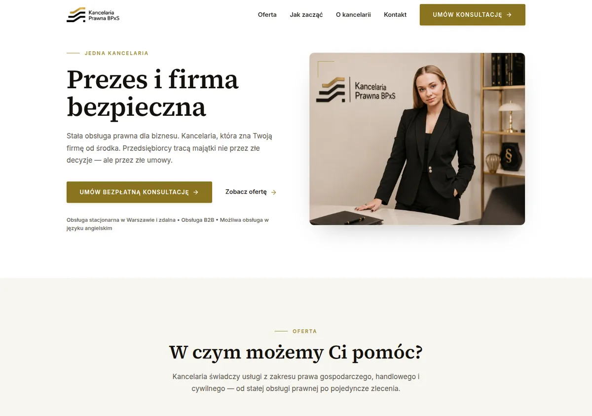 Strona Kancelaria Prawna BPxS - zbudowana przez AI.bpxs.org
